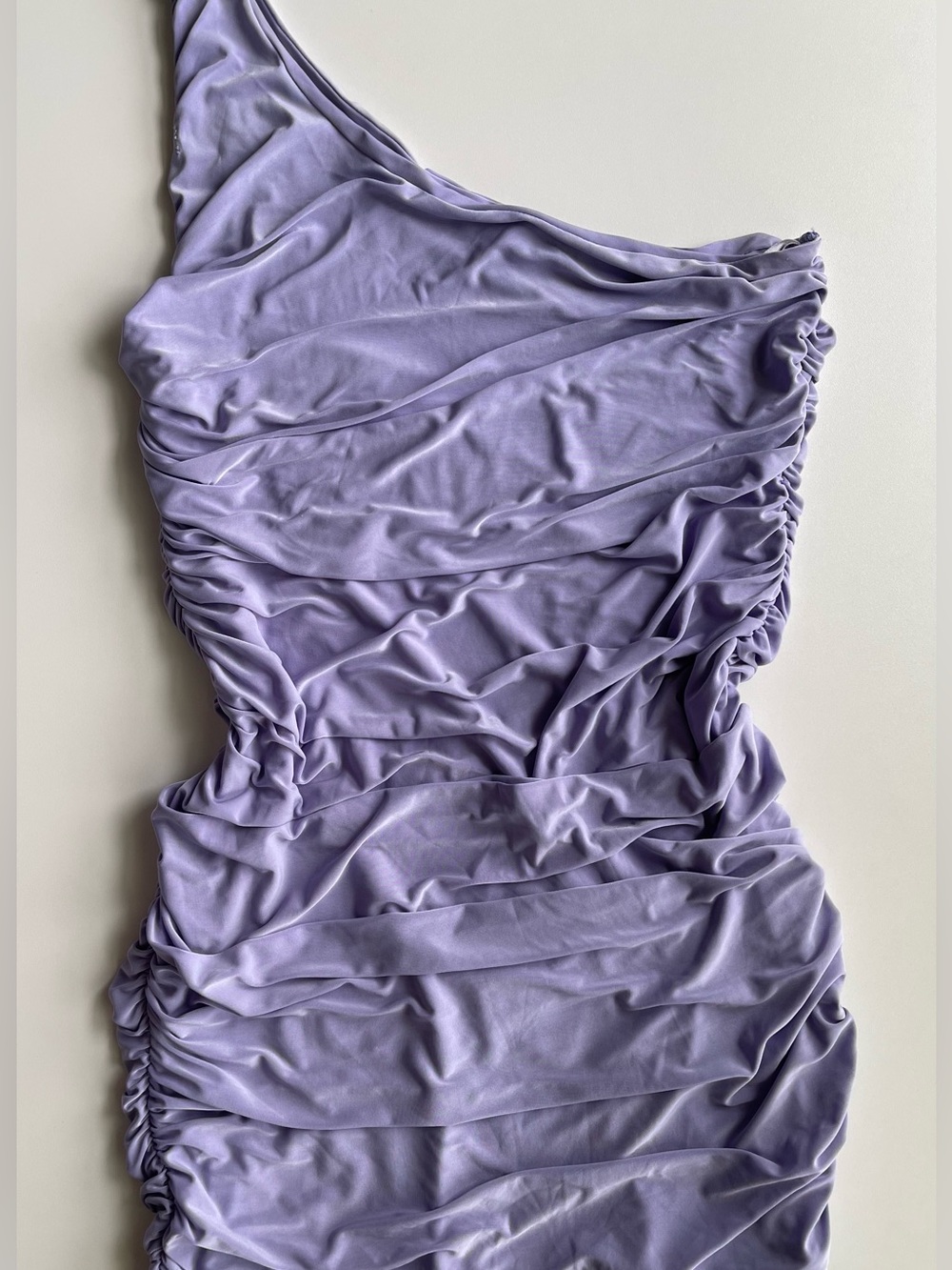 Missguided Lavender One-Shoulder Ruched Dress